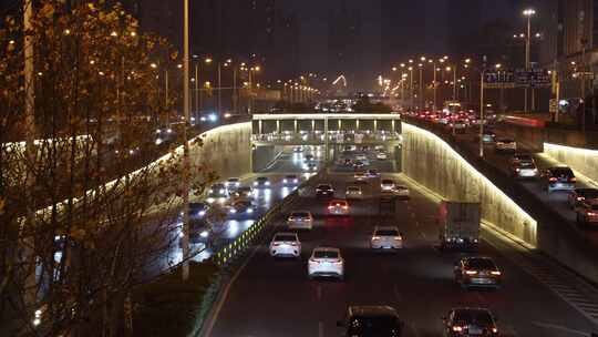 合肥夜景合肥车流合肥道路晚间车流高架