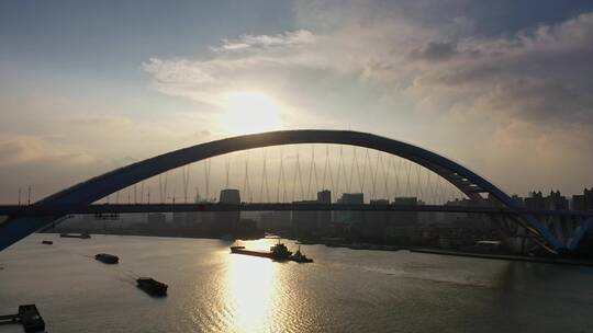 上海卢浦大桥日落视频素材模板下载