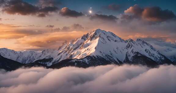 雪山云海日出全景