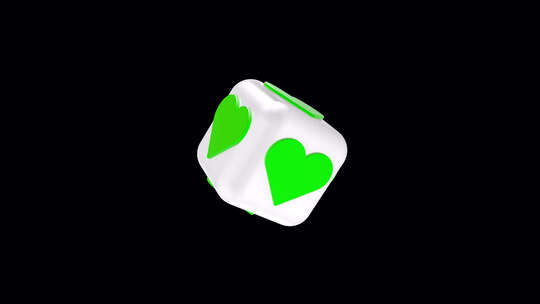 3D框绿色上的心形图标
