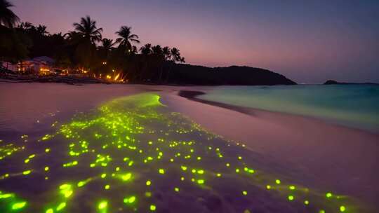 海滩夜光藻夜景