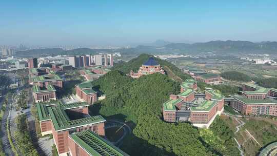 深圳光明区中山大学校区航拍学校建筑风光