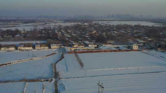 航拍北方雪景