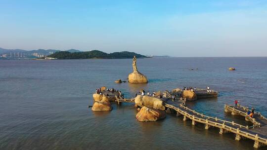 珠海渔女珠海地标情侣路珠海景点视频素材模板下载