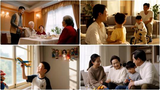 温馨家庭亲子互动时光 下厨 儿童 老人