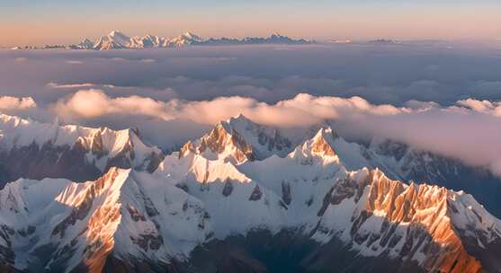 雪山云雾阳光山峰云海日出自然生态环境风景