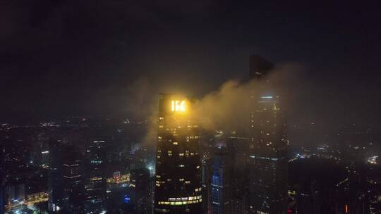 广州国际金融中心夜景航拍