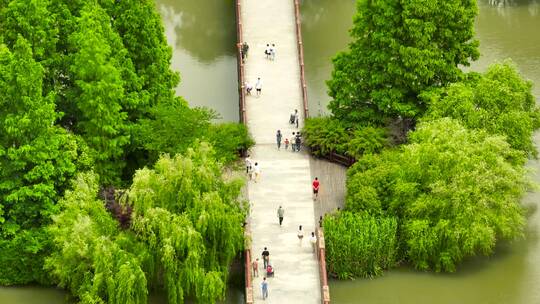 长焦下航拍公园风景