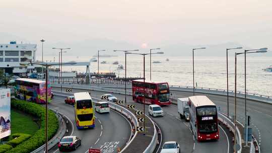 香港维多利亚港西区海底隧道车流