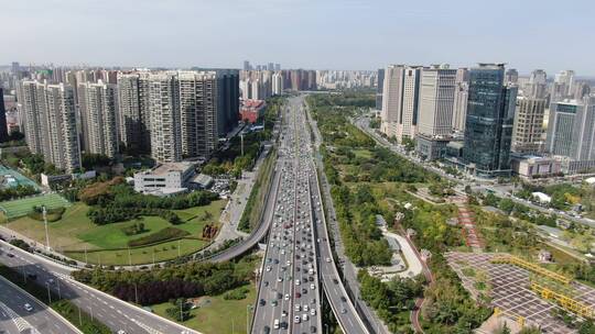 城市航拍河南郑州中州大道交通