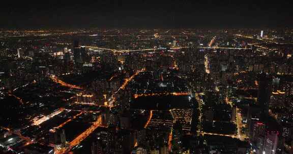 上海浦西夜景航拍