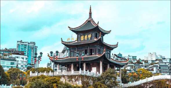 延时贵州贵阳甲秀楼合集素材