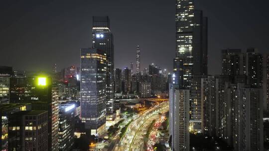 深圳夜景城市高楼大厦车流移动航拍延时