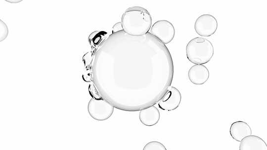 小透明球体 液体气泡簇 微距拍摄 护肤概念
