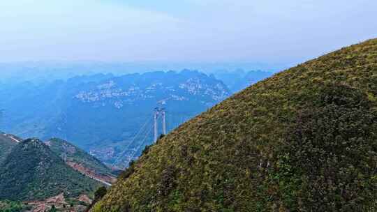 贵州花江峡谷大桥建设航拍