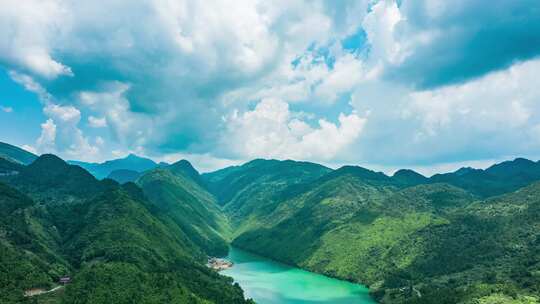 自然壮丽大气祖国山河蓝天白云延时航拍