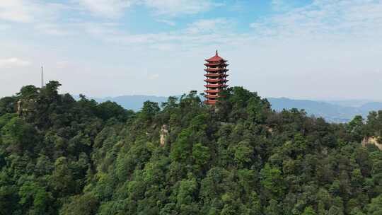 航拍缙云山峰顶 缙云塔 观景台 重庆