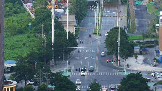 航拍武汉城市交通道路街景