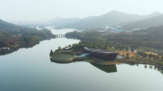 航拍杭州萧山湘湖景区