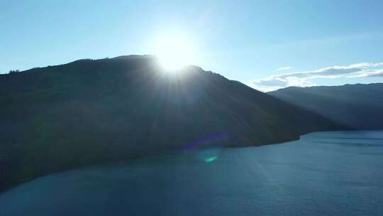 森林阳光树林山川河流自然风光航拍中国风景