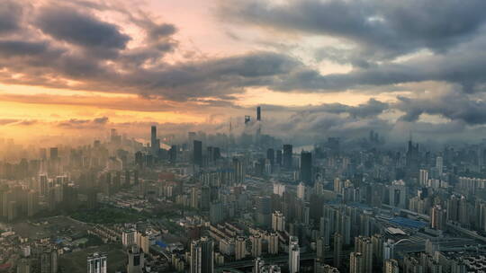 上海日出平流雾航拍视频素材模板下载