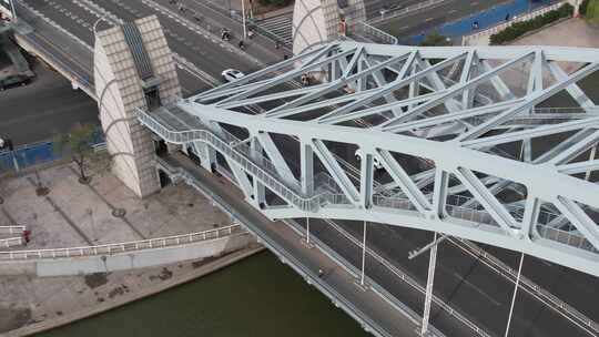 天津海河国泰桥特写城市建筑风光