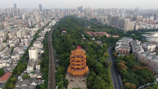 航拍湖北武汉黄鹤楼5A景区