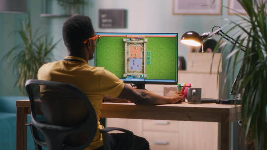 男人在玩电子游戏视频素材模板下载