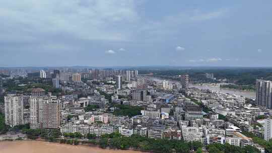 航拍四川乐山城市建设乐山大景