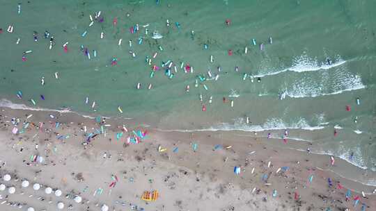 三亚海棠湾冲浪区航拍视频素材模板下载