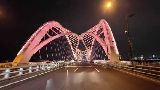 城市夜晚夜景开车第一视角汽车窗外沿途风景视频素材模板下载