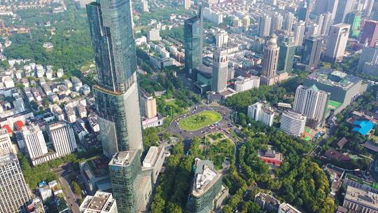 南京紫峰大厦高楼建筑城市天际线航拍风光