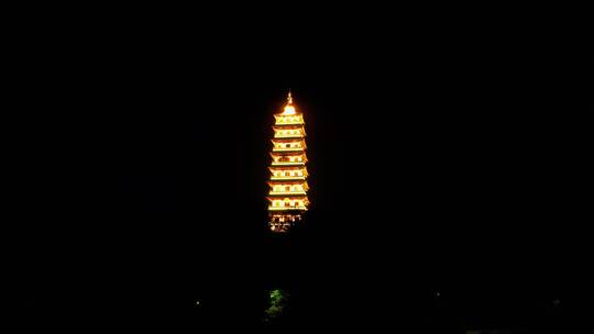 扬州大明寺栖灵塔夜景视频实拍航拍