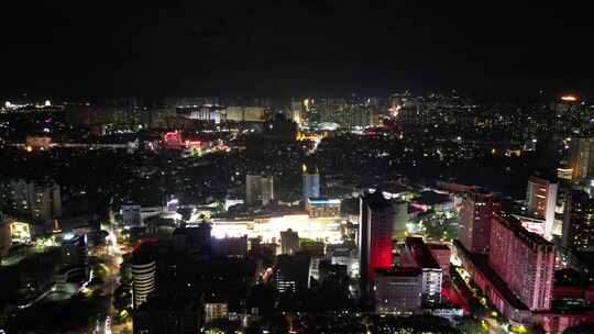 广西玉林城市风光玉林夜景航拍