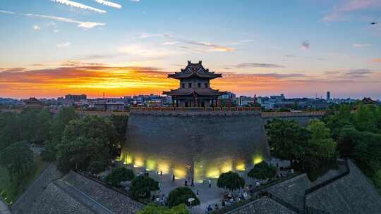 西安城墙 西安角楼 东南角楼 西安 晚霞