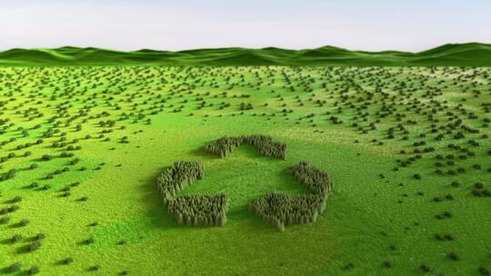 生态大草原上绿色循环标识抽象概念动态素材