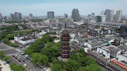 浙江宁波天封塔地标建筑航拍