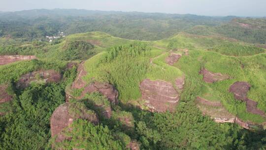 航拍湖南衡阳市黄门寨丹霞地质公园