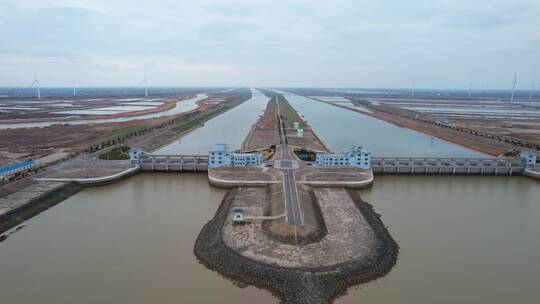 4k航拍-淮河入海水道视频素材模板下载