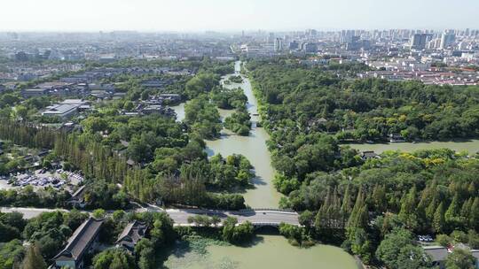 江苏扬州瘦西湖风景区航拍视频素材模板下载