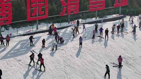 徐州园博园滑雪场的热闹景象