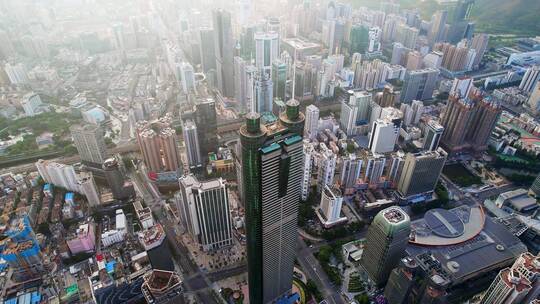 深圳市区现代城市天际线和都市风光航拍