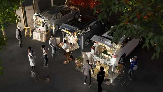 集市小吃街夜市摊位商业街嘉年华外摆_001视频素材模板下载