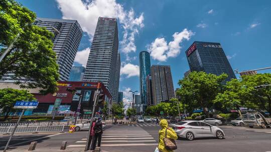 青岛中央商务区市北CBD蓝天白云延时