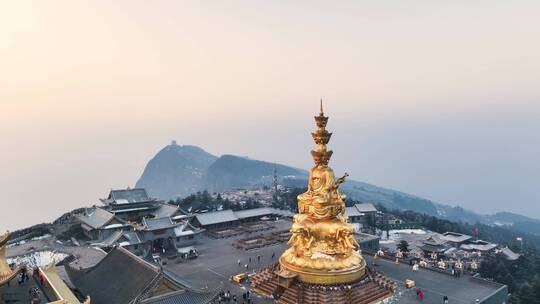 航拍佛教名山四川峨眉山金顶大佛