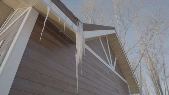 木屋冬季雪景外观视频素材模板下载