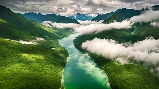 山川河流自然风光全景