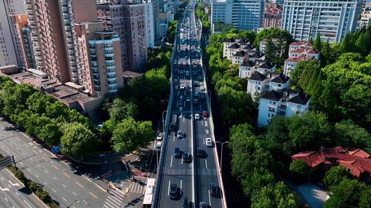 徐汇区宜山路延时航拍空镜