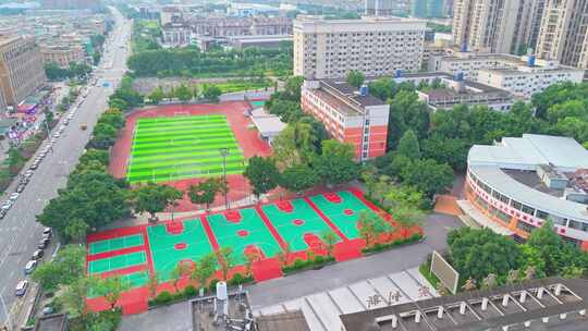 成都外国语学校教学楼操场体育馆建筑航拍