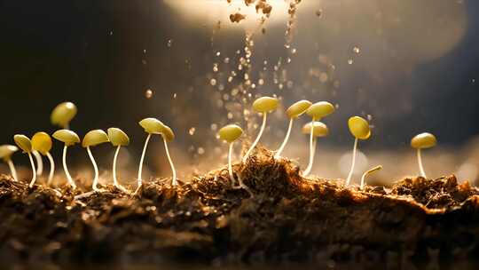 春天种子发芽 植物栽培 植物播种 豌豆苗